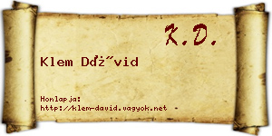 Klem Dávid névjegykártya