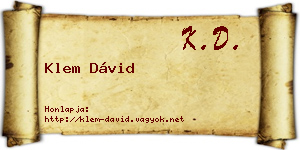 Klem Dávid névjegykártya